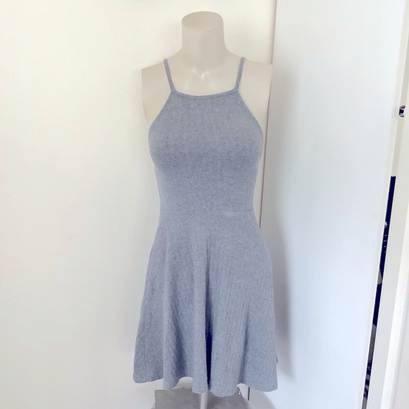My Gabby | Gray Ribbed Sleeveless Mini Dress - Picture 1 of 6